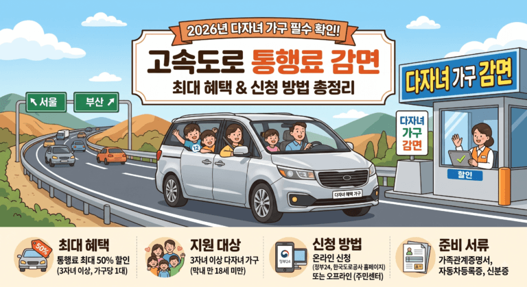 2026년 다자녀 가구라면 필수 확인! 고속도로 통행료 감면 신청 방법과 최대 혜택 총정리